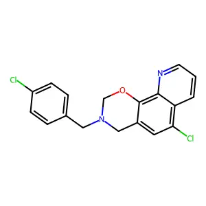 6-Chloro-3-(4-chlorobenzyl)-3,4-dihydro-2H-(1,3)oxazino(5,6-h)quinoline structure