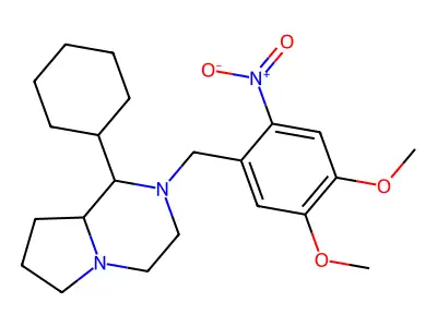 1-cyclohexyl-2-(4,5-dimethoxy-2-nitrobenzyl)octahydropyrrolo[1,2-a]pyrazine structure
