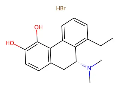 3,4-Phenanthrenediol, 9,10-dihydro-9-(dimethylamino)-8-ethyl-, hydrobromide, (R)- structure