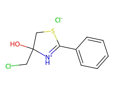 4-(Chloromethyl)-4-hydroxy-2-phenyl-4,5-dihydro-1,3-thiazol-3-ium chloride structure