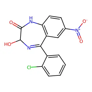 5-(2-Chlorophenyl)-1,3-dihydro-3-hydroxy-7-nitro-2H-1,4-benzodiazepin-2-one structure