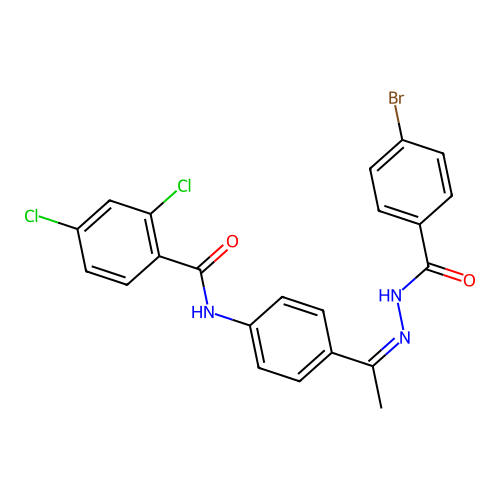 N-[4-[(Z)-N-[(4-bromobenzoyl)amino]-C-methylcarbonimidoyl]phenyl]-2,4-dichlorobenzamide structure