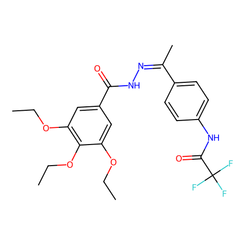 3,4,5-triethoxy-N-[(Z)-1-[4-[(2,2,2-trifluoroacetyl)amino]phenyl]ethylideneamino]benzamide structure