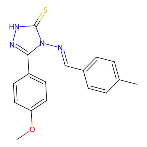 3-(4-methoxyphenyl)-4-[(E)-(4-methylphenyl)methylideneamino]-1H-1,2,4-triazole-5-thione structure