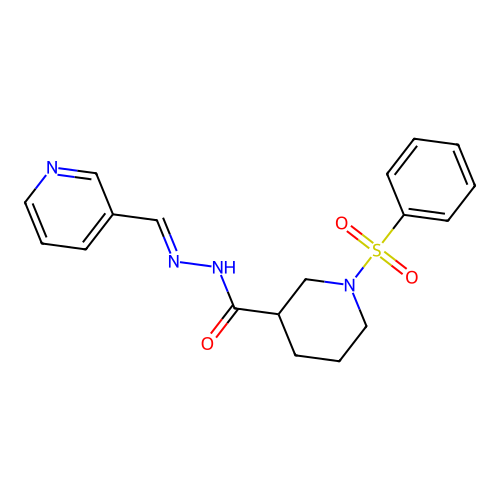 1-(phenylsulfonyl)-N'-[(E)-pyridin-3-ylmethylidene]piperidine-3-carbohydrazide structure