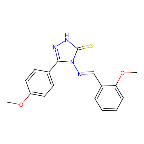 3-(4-methoxyphenyl)-4-[(E)-(2-methoxyphenyl)methylideneamino]-1H-1,2,4-triazole-5-thione structure