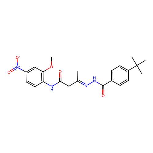 4-tert-butyl-N-[(E)-[4-(2-methoxy-4-nitroanilino)-4-oxobutan-2-ylidene]amino]benzamide structure