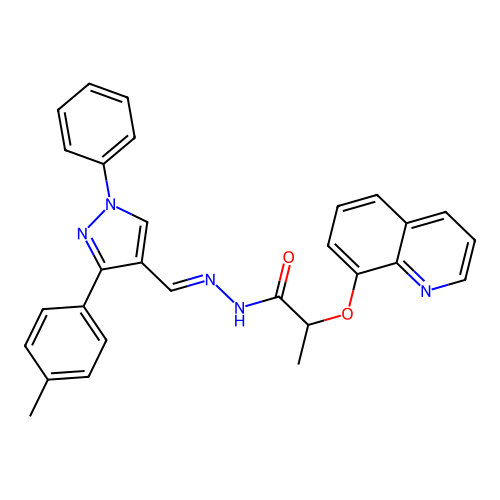 N'-{[3-(4-methylphenyl)-1-phenyl-1H-pyrazol-4-yl]methylene}-2-(8-quinolinyloxy)propanohydrazide structure