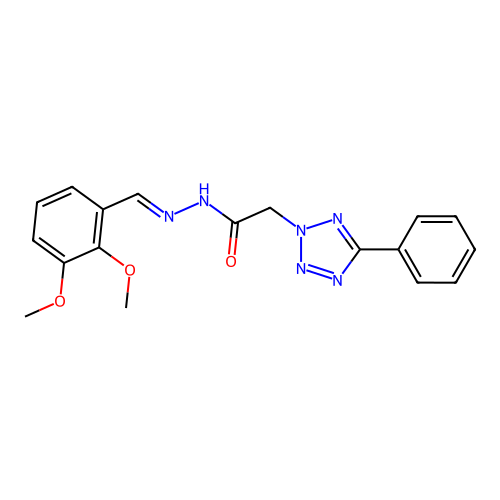 N-[(E)-(2,3-dimethoxyphenyl)methylideneamino]-2-(5-phenyltetrazol-2-yl)acetamide structure