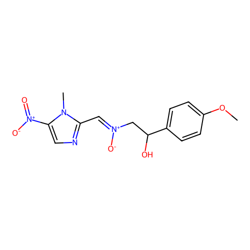 2-(Hydroxy((5-(hydroxy(oxido)amino)-1-methyl-1H-imidazol-2-yl)methylene)-lambda(5)-azanyl)-1-(4-methoxyphenyl)ethanol structure