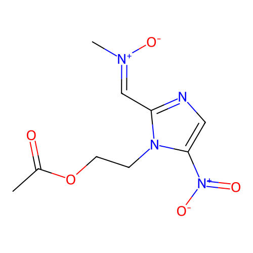 1-[1-(2-acetyloxyethyl)-5-nitroimidazol-2-yl]-N-methylmethanimine oxide structure