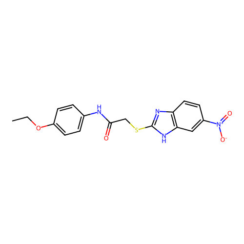 N-(4-ethoxyphenyl)-2-[(5-nitro-1H-benzimidazol-2-yl)sulfanyl]acetamide structure
