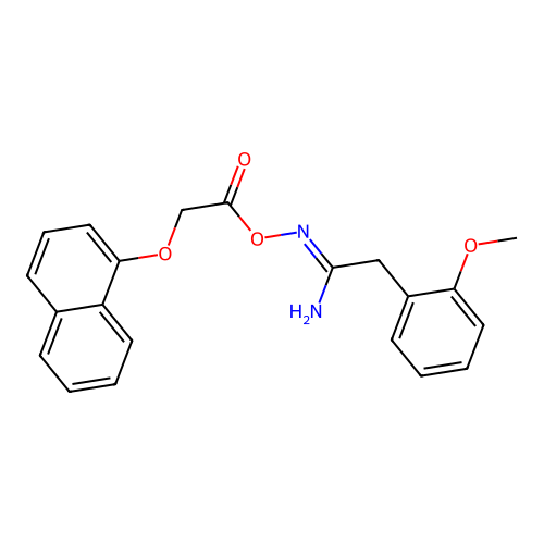 2-(2-methoxyphenyl)-N'-{[(1-naphthyloxy)acetyl]oxy}ethanimidamide structure
