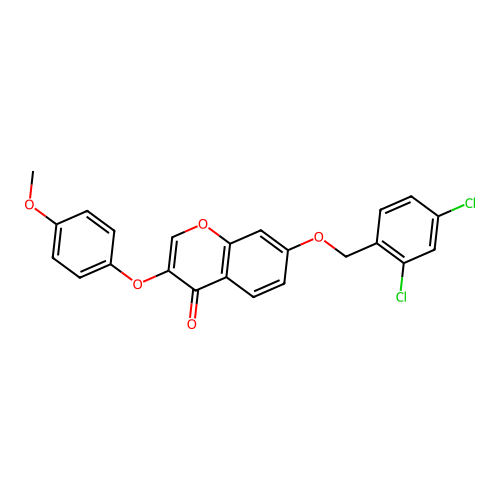 7-[(2,4-dichlorobenzyl)oxy]-3-(4-methoxyphenoxy)-4H-chromen-4-one structure