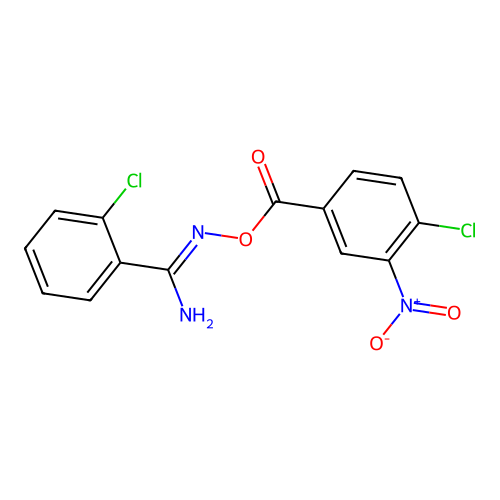 2-chloro-N'-{[(4-chloro-3-nitrophenyl)carbonyl]oxy}benzenecarboximidamide structure