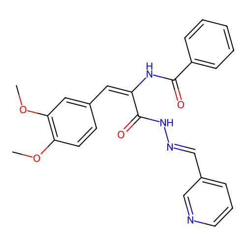 N-{(1E)-1-(3,4-dimethoxyphenyl)-3-oxo-3-[(2E)-2-(pyridin-3-ylmethylidene)hydrazinyl]prop-1-en-2-yl}benzamide structure