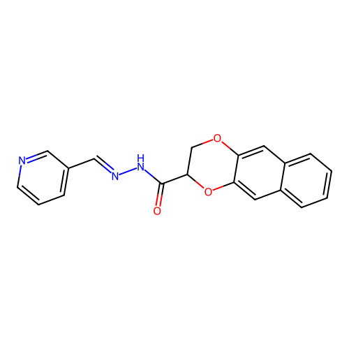 (E)-N'-(pyridin-3-ylmethylene)-2,3-dihydronaphtho[2,3-b][1,4]dioxine-2-carbohydrazide structure