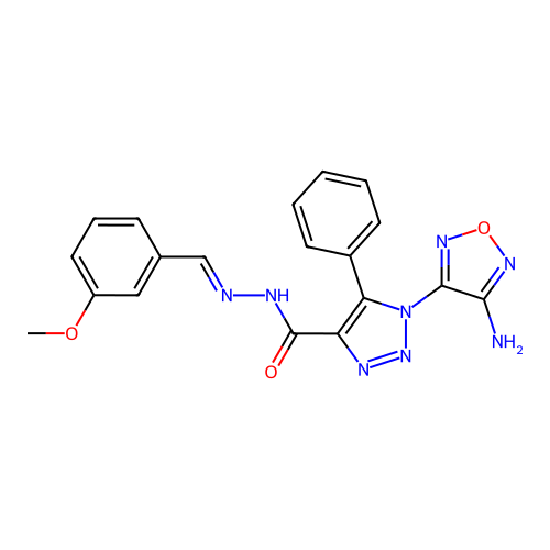 1-(4-amino-1,2,5-oxadiazol-3-yl)-N-[(E)-(3-methoxyphenyl)methylideneamino]-5-phenyltriazole-4-carboxamide structure