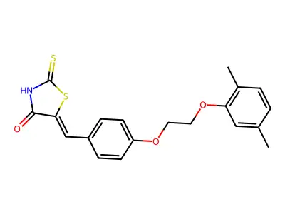 5-[[4-[2-(2,5-dimethylphenoxy)ethoxy]phenyl]methylidene]-2-sulfanylidene-1,3-thiazolidin-4-one structure