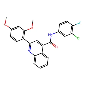 N-(3-chloro-4-fluorophenyl)-2-(2,4-dimethoxyphenyl)quinoline-4-carboxamide structure