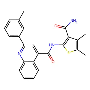 N-(3-carbamoyl-4,5-dimethylthiophen-2-yl)-2-(3-methylphenyl)quinoline-4-carboxamide structure