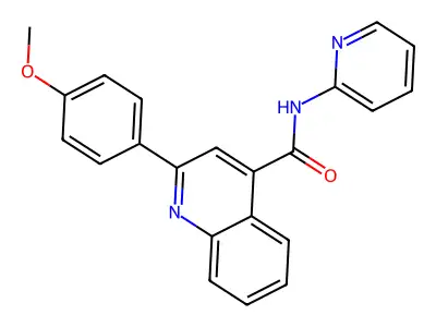 2-(4-methoxyphenyl)-N-(pyridin-2-yl)quinoline-4-carboxamide structure