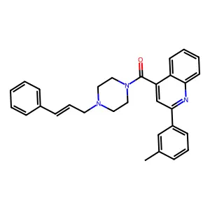 [2-(3-methylphenyl)quinolin-4-yl]-[4-[(E)-3-phenylprop-2-enyl]piperazin-1-yl]methanone structure