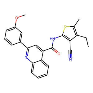 N-(3-cyano-4-ethyl-5-methylthiophen-2-yl)-2-(3-methoxyphenyl)quinoline-4-carboxamide structure