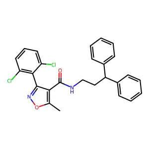 3-(2,6-dichlorophenyl)-N-(3,3-diphenylpropyl)-5-methyl-1,2-oxazole-4-carboxamide structure