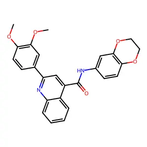N-(2,3-dihydro-1,4-benzodioxin-6-yl)-2-(3,4-dimethoxyphenyl)quinoline-4-carboxamide structure