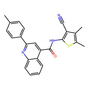 N-(3-cyano-4,5-dimethylthiophen-2-yl)-2-(4-methylphenyl)quinoline-4-carboxamide structure