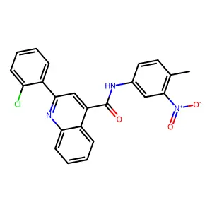 2-(2-chlorophenyl)-N-(4-methyl-3-nitrophenyl)quinoline-4-carboxamide structure