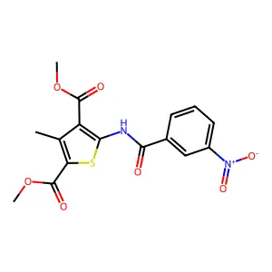 Dimethyl 3-methyl-5-[(3-nitrobenzoyl)amino]thiophene-2,4-dicarboxylate structure