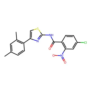4-chloro-N-[4-(2,4-dimethylphenyl)-1,3-thiazol-2-yl]-2-nitrobenzamide structure