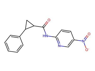 N-(5-nitropyridin-2-yl)-2-phenylcyclopropanecarboxamide structure