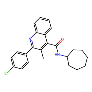 2-(4-chlorophenyl)-N-cycloheptyl-3-methylquinoline-4-carboxamide structure