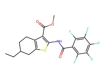 methyl 6-ethyl-2-[(2,3,4,5,6-pentafluorobenzoyl)amino]-4,5,6,7-tetrahydro-1-benzothiophene-3-carboxylate structure