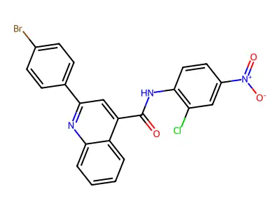 2-(4-bromophenyl)-N-(2-chloro-4-nitrophenyl)quinoline-4-carboxamide structure