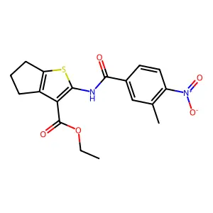 ethyl 2-({4-nitro-3-methylbenzoyl}amino)-5,6-dihydro-4H-cyclopenta[b]thiophene-3-carboxylate structure