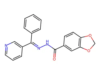 N-[(E)-[phenyl(pyridin-3-yl)methylidene]amino]-1,3-benzodioxole-5-carboxamide structure