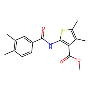 Methyl 2-(3,4-dimethylbenzamido)-4,5-dimethylthiophene-3-carboxylate structure