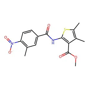 Methyl 4,5-dimethyl-2-[(3-methyl-4-nitrobenzoyl)amino]thiophene-3-carboxylate structure