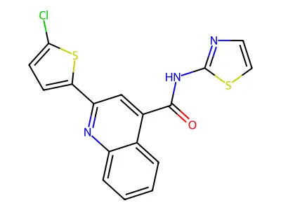 2-(5-chlorothiophen-2-yl)-N-(1,3-thiazol-2-yl)quinoline-4-carboxamide structure