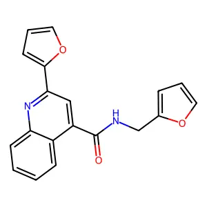2-(furan-2-yl)-N-(furan-2-ylmethyl)quinoline-4-carboxamide structure