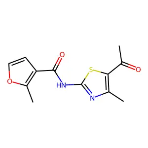 N-(5-acetyl-4-methyl-1,3-thiazol-2-yl)-2-methylfuran-3-carboxamide structure
