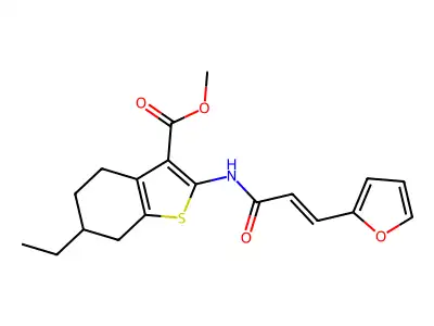 methyl 6-ethyl-2-[[(E)-3-(furan-2-yl)prop-2-enoyl]amino]-4,5,6,7-tetrahydro-1-benzothiophene-3-carboxylate structure