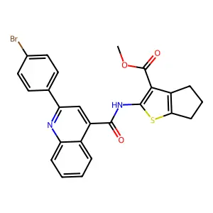 methyl 2-[[2-(4-bromophenyl)quinoline-4-carbonyl]amino]-5,6-dihydro-4H-cyclopenta[b]thiophene-3-carboxylate structure