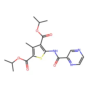Dipropan-2-yl 3-methyl-5-(pyrazine-2-carbonylamino)thiophene-2,4-dicarboxylate structure