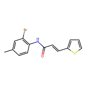 (2E)-N-(2-bromo-4-methylphenyl)-3-(2-thienyl)prop-2-enamide structure