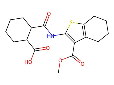 2-[(3-methoxycarbonyl-4,5,6,7-tetrahydro-1-benzothiophen-2-yl)carbamoyl]cyclohexane-1-carboxylic acid structure